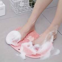 1个SoftBreeze硅胶吸盘式足部清洁器，低过敏性防滑深层清洁足部按摩器，适用于淋浴，无香型去角质足刷，适合家庭浴室使用 - 适合作为斋月、派对、新年、度假、海滩、情人节、圣帕特里克节、母亲节、父亲节和周年纪念日礼物 - 懶人搓背墊 - 查看 9