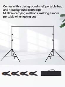 Adjustable Black Photography Backdrop Stand, Without Backdrop Cloth, Photo Studio Props Shooting Support Set - Black - View 8