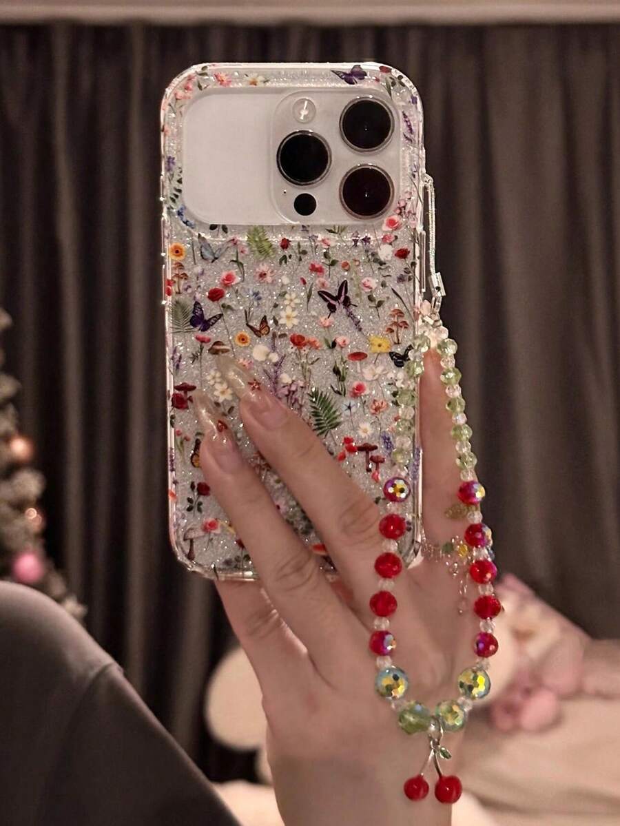 Floral Element Shockproof Fashion Phone Case Aesthetic Tulip Flower Transparent Phone Case Shockproof Protective Cover Compatible With Iphone 17 16 15 14 13 12 Pro Max Plus 11 Spring Birthday Gift Party