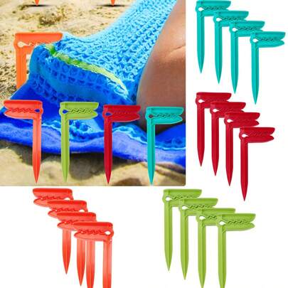 4pcs Windproof Beach Towel Clip - Multi Functional And Durable Plastic Clip, Available In Multiple Colors, Portable Design, Suitable For Beach, Camping, And Outdoor Activities, Durable Construction, Beach Towel Fixing Clip, Windproof Picnic Pad Clip, Blanket Picnic Fixing Nail, Plastic Towel Clip, Suitable For Camping, Travel, Beach Day, Fixing Towels, Pads, And Umbrellas, Suitable For Multiple Occasions, Best Choice For Outdoor Equipment, Festivals, Birthday Parties, Etc