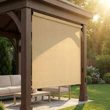 HDPE Shade Cloth For Vertical Awning, Aluminum Tube With Wireless Crank Operation, Vertical Awning, HDPE Shade Cloth For Patio Pergola, Balcony Awning - 卡其色 - 查看 2