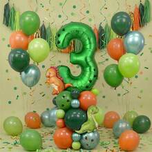 41件套恐龙气球套装，包含霸王龙铝箔气球，适合生日派对装饰、婴儿派对等。 - 查看 4