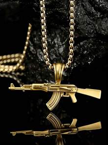 1個銀色男士時尚幾何吊墜項鍊 - 復古銀色 - 查看 16