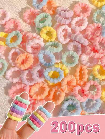 200/100pcs Threaded Non-Slip Hair Ties, Multi-Color High-Elastic Rubber Towel Hair Ties, Bow Holder , All-Season Hair Accessories Suitable For Daily Wear, Holiday Gifts Ponytail Holders Hair Rubber Bands Scrunchies Hair Rope Elastic Hair Tie