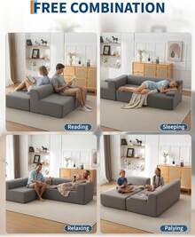 Techigher Modular Sectional Sofa, L-Shaped Corner Couch With Chaise, Boneless Couches, Sofa Bed For Living Room Bedroom, No Assembly Required, Compressed Packaging - Grey - View 3