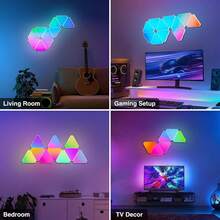 Tấm đèn LED lục giác mô-đun RGB 6.3", đèn tường LED lục giác ghép nối sáng tạo không gian, đèn trò chơi hình học DIY sáng tạo đồng bộ nhạc, đèn ngủ lắp ráp hình tổ ong - 6 tấm - phong cách khác nhau - Xem 2