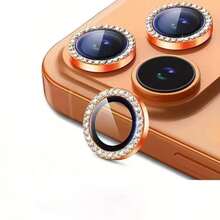 Bling Diamond Camera Lens Protector 6pcs Lens Film Protector Compatible With Iphone 17/16/15/14/13/12/11 Promax Pro Plus Mini 17Air 16E High-End Lens Film Lens Protection Mobile Photographer Streamlined Design Scratch-Resistant Glass Tempered Shield Easter Spring Gift - Orange - View 3