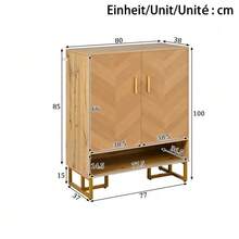 Modern, Minimalist Shoe Cabinet, Unique Wood Grain, Golden Iron Frame, Two-Door Storage Cabinet, Narrow Shoe Cabinet, Shoe Rack, Shoe Cabinet For Hallway/Entrance Hall - View 3