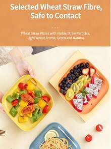 2pcs/Set Square Plate, Wheat Straw Cake Tray, Plastic Fruit Plate For Home, Restaurant, Serving Tray, Tea Tray, Can Be Used As Snack Or Bone Dish In Living Room - Multicolor - View 5