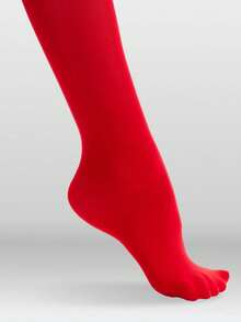 1件装女士秋冬高弹微压缩红色紧身打底裤，优雅日常穿着丝袜 - 彩色 - 查看 4