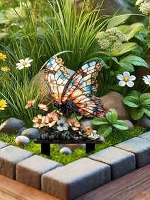 Acrylic Butterfly & Flower Design Garden Stakes, Indoor/Outdoor Potted Plant And Yard Decor, Waterproof & Wear-Resistant - C - View 4