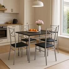 5 Piece Dining Table And Chairs Set 4 | Dining Table & Dining Chairs Set Of 4 - Black - View 4