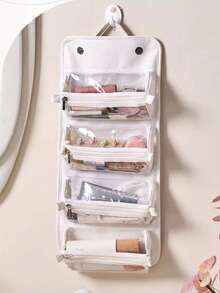 Detachable Compartment Cosmetic Bag, High-Quality Portable Travel Organizer, Large Capacity PU Handbag Waterproof Toiletry Pouch - Multicolor - View 5