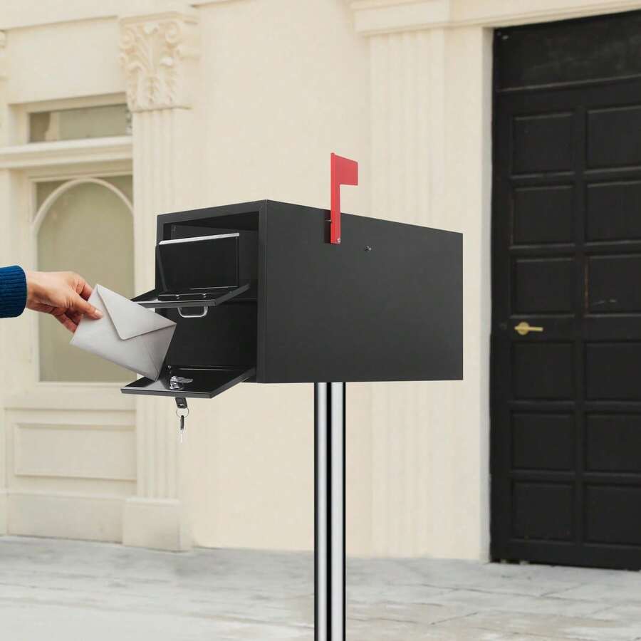 Lockable Mail Box Metal Parcel Drop Box For House Outside Post Mount Mailbox Heavy Duty - Parcel Drop Box - View 1
