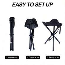 3-Legged Tripod Support Non-Slip Design, Portable Multifunctional, Suitable For Outdoor Camping And Fishing, Tool Box Auxiliary Seat, Portable Folding Camping Stool (50cm), Black - Multicolor - View 9