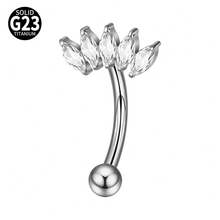 1PC TItanium Butterfly Rook Piercing Cz Flower/Spider/Moon Eyebrow Navel Ring Flower Cuved Rook Barbell Ear Tragus Cartilage Earrings Piercing - Titanium Original Color - View 13