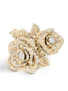 1枚奢华双玫瑰花黄色几何戒指，合成立方氧化锆首饰，女士礼品 - 黃色 - 查看 2