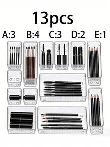 25/44pcs Clear Plastic Drawer Organizer Set, Desk Drawer Divider Organizers, Storage Bins For Makeup, Jewelry And Sundries, Home Accessories, Makeup Organizer - 無色 - 查看 15