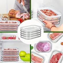 Set Of Layered Food Storage Boxes, Designed For Transporting And Storing Food, Refrigerator Organization, Space-Saving Vertical Design For Meat, Cheese, Salami, Lunch Meat, Easy To Clean & Durable, Vegetables - Multicolor - View 3