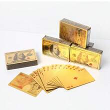 1 Hộp Bài Tây Mạ Vàng - Bộ bài PVC Chống Nước, Bài Poker Mạ Vàng Hình Tiền Đô La, Phù Hợp Cho Mọi Dịp - Đồ Dùng Tiệc Theo Chủ Đề Đa Năng, Bài Poker Nhựa PET Mạ Vàng - vàng - Xem 4