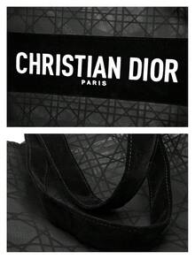 Dior 蕾丝网眼手提包，经典黑色绗缝设计，化妆包，透明网眼外观 - 黑色 - 查看 3