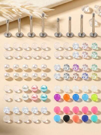 1set G23 Lip Studs 16G Lip Rings Piercing Jewelry For Women,Casual Lip Rings Studs 6mm 8mm 10mm 12mm Cartilage Tragus Earrings Studs