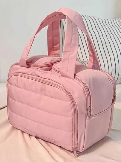 New Standing Travel Toiletry Bag, Large Capacity With Multiple Compartments Features Handle And Multiple Layers Women's Portable Toiletry Bag