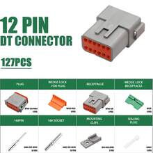 德驰连接器套件 IP67 - 2 3 4 6 8 12 针 DT 连接器 1 套，带 16 号实心触点，适用于汽车、船舶、卡车、摩托车等汽车电气线束连接器 - Deutsch - 查看 15