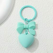 Y2K Bow Heart Keychain Cute Cool Matte Color Key Ring Purse Bag Backpack Car Key Charm Earbud Case Accessory Women   Gift - 黑色 - 查看 10