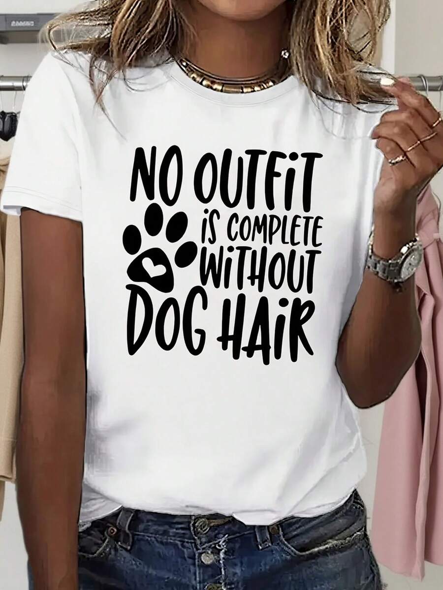 Camiseta casual de manga corta y cuello redondo con estampado, perfecta para el verano y la primavera, diseñada para mujeres.