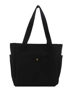 1 chiếc túi tote vải bố dung tích lớn, túi đeo vai nhiều ngăn, túi mua sắm tái sử dụng, quai xách thoải mái, dễ mang theo, thích hợp sử dụng hàng ngày và làm quà tặng, túi xách tay di động cho trường học, công sở, du lịch và mua sắm. - Nhiều màu - Xem 16