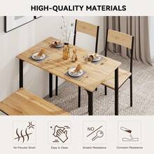 Dining Table And Chairs Set 4, Breakfast Dining Table And 4 Chairs 5 Piece Dining Room Set - Oak - View 6