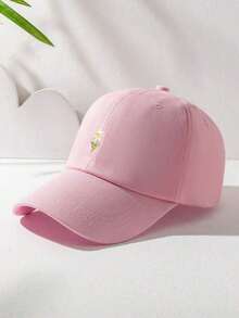 1pc Unisex Y2K Style Embroidered Floral Baseball Cap, Outdoor And Casual Wear, Minimalist Y2K Design, Fashion Sun Hat For Young People - màu đen - Xem 2