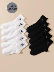 10 đôi tất nơ xếp ly Kawaii | Tất cổ ngắn bằng cotton mềm mại với viền ren | Phong cách ngọt ngào Y2K, hoàn hảo cho mùa xuân, hè và thu. - Nhiều màu - Xem 13