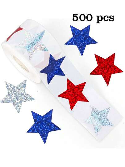 500 pegatinas holográficas de estrellas de tres colores, estrellas brillantes de tres colores, adecuadas para decoraciones DIY como botellas de agua, maletas, sobres de computadora, álbumes de recortes, etc. Pegatinas de PVC resistentes al agua, calcomanías autoadhesivas. Suministros para álbumes de recortes, papelería, pegatinas divertidas