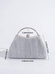 Túi cầm tay nhỏ hình vuông, xếp ly lấp lánh, kẻ sọc dọc, túi đeo cổ tay, túi dự tiệc thanh lịch, thích hợp tham dự các bữa tiệc và sự kiện, túi cầm tay đa năng đựng mỹ phẩm và điện thoại. - Bạc - Xem 11
