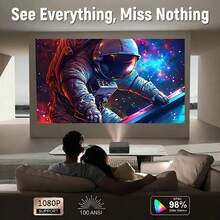 1080P原生便携式迷你投影仪 - 自动梯形校正和快速对焦，120英寸大屏幕投影，兼容/安卓/笔记本电脑/电视棒/USB，适用于家庭影院、卧室、办公室、户外露营电影之夜（灯泡寿命30000小时） - 黑色 - 查看 7