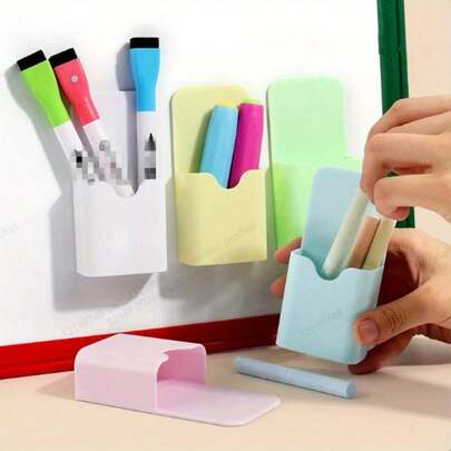 Giá đựng bút và bút dạ từ tính nhiều màu - Giá đỡ bằng nhựa nhẹ, dễ lắp đặt cho bảng trắng, tủ lạnh, tủ đựng đồ - Tuyệt vời cho văn phòng tại nhà, đồ dùng lớp học, nam châm tủ lạnh dễ thương, dụng cụ sắp xếp bàn làm việc và ngăn kéo.
