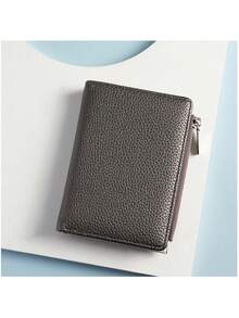 BATSIOE New Fashion Women's Ultra-Thin Short Wallet, Toothpick Grain/Litchi Grain Lining, Zipper Coin Purse & Card Holder For Men Money Wallet Mini Wallet Purse Wallet Men Wallet Leather Small Wallet Travel Essential Summer - Dark Grey - View 2