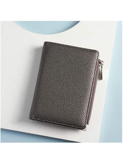 BATSIOE محفظة نسائية جديدة فائقة النحافة، بطانة من نسيج حبيبات الأسنان/حبيبات الليتشي، محفظة عملة مزودة بسحاب متين وحامل بطاقات، محفظة رجالية صغيرة، محفظة جلدية صغيرة