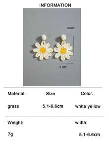 imoli 一对波西米亚风拉菲草向日葵金属涤纶几何椭圆耳环，适合女性夏季、海滩、节日佩戴，亦可作为礼物。 - 29359-ear-white-EP - 查看 9