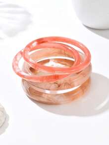 4pcs/Set Vintage Style Women Acrylic Resin Bracelet Set (Random Color & Pattern) - Multicolor - View 34