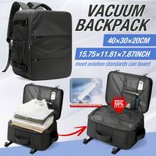 大容量真空压缩旅行背包，配备手动气泵，可扩展登机箱背包，增加50%的装载空间，防水商务背包，男女皆宜 - 彩色 - 查看 14