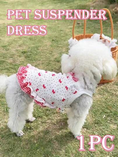 Pet Slip Dress - With A Bow Decoration On The Back, A Pet Dress For Kittens And Puppies To Wear In Spring And Summer. Pet Clothing, Soft And Skin-Friendly, Fashionable And Cute, Easy To Put On And Take Off, Suitable For Outdoor Walks, Pet Parties, Photography Props, Pet Birthdays And Other Occasions.