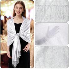 Women's Pashmina Shawls Wraps Scarf For Evening Dresses Bridal Bridesmaid Wedding Winter Large Warm Soft Silky Scarves - trắng - Xem 3
