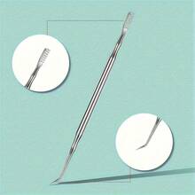 Dual Head Stainless Steel Nail Pen Cleaning Comb Eyebrow - 銀色 - 查看 5
