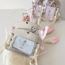 Ballerina Style DIY Ribbon Card Holder, Student Silver Shiny 3-Inch Idol Card Pouch, Backpack Accessory - Ribbon Card Holder - View 3