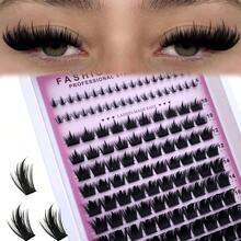 300D Cartoon-Style Eyelash Cluster, Hedgehog-Shaped Eyelashes + Lower Lashes, Natural Look, 138pcs DIY Eyelash Extension 6-18mm Mixed Length Thick Bundled Cat Eye Dramatic Wet Effect False Eyelashes, Segmented Reusable Lashes Suitable For Daily Makeup, Cosplay, Party And Celebration Events - D - View 9