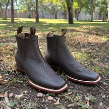 Men High-Top Leather Riding Boots - Chocolate Brown - View 6