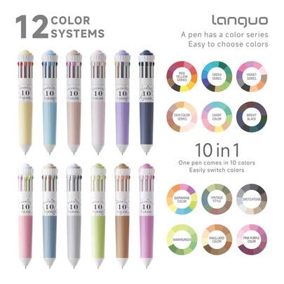 1pc 6pcs/12pcs/1pc 10-Color Ballpoint Pen, Stationery, Fashion Writing Pressurized Pen, Multi-Color Ballpoint Pen, Multi-Color Neutral Pen, Student Notebook Marker/Colorful Fine Writing, Suitable For Notebook, Painting, Ballpoint Pen, Writing Planner Pen